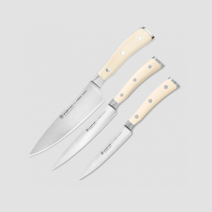Набор из 3-х кухонных ножей поварская тройка, серия Ikon Cream White, WUESTHOF, Золинген, Германия, Серия Ikon Cream White